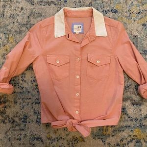 Peach quarter sleeve Tommy Girl button down blouse